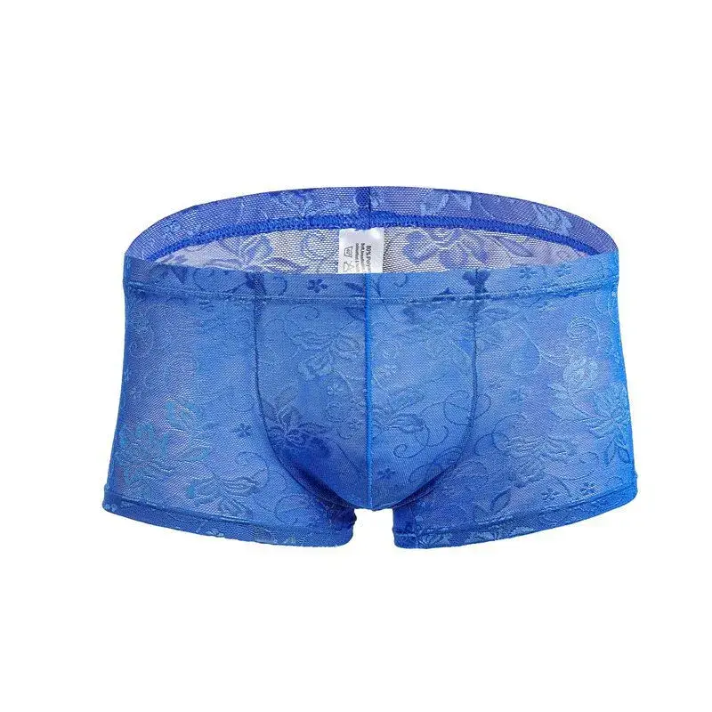 Sexy Mens Boxers Shorts Mesh Man Underwear Lingerie Trunk Transparent Mesh See Through Lace Underpants