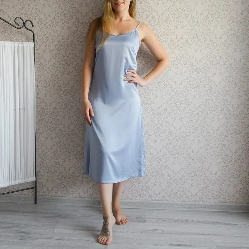 Satin Party Dress Summer Spaghetti Straps V-Neck Backless Long Dresses For Women Sexy Vestidos Clearance