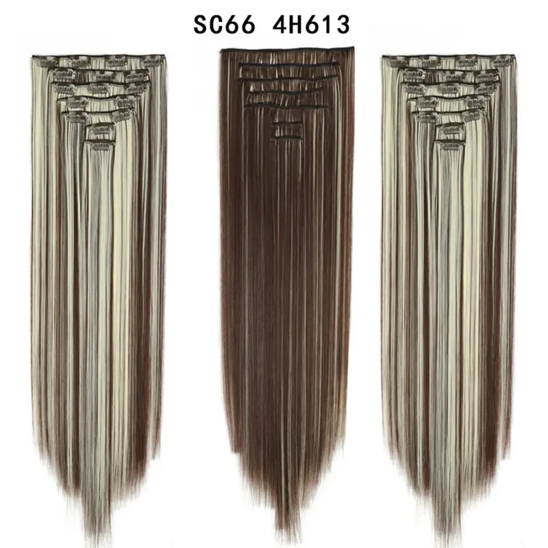 24Inch Synthetic Long Straight Hair Extensions 7pcs/Set 16 Clips in High Tempreture Fiber Synthetic Red Black Brown Hair Piece — image 58