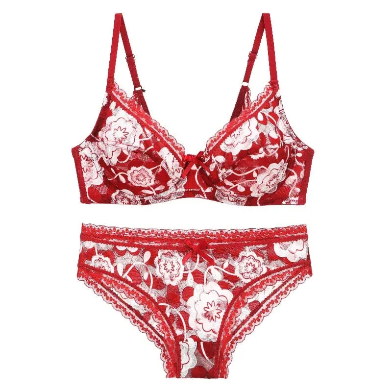 DaiNaFang New Sexy High Quality Women Ultra Thin Thick 75-95 BCDE Cup Bra Sets Lace Push Up Underwear Panties Plus Size Lingerie — image 8