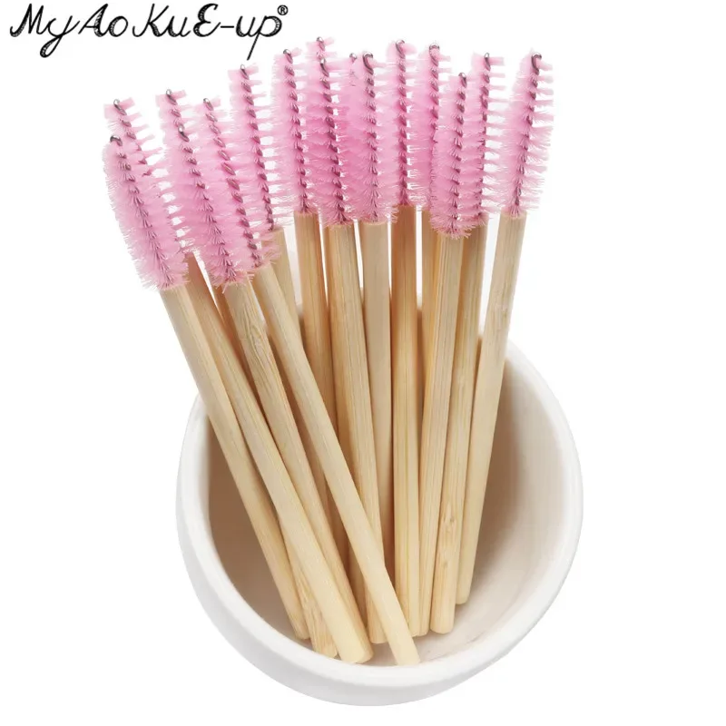 Wooden Makeup Mascara Brushes Wand Disposable Cosmetic Makeup Eyebrow Brush Applicator Eyelash Extension Cosmetic Brushes Tools — image 2