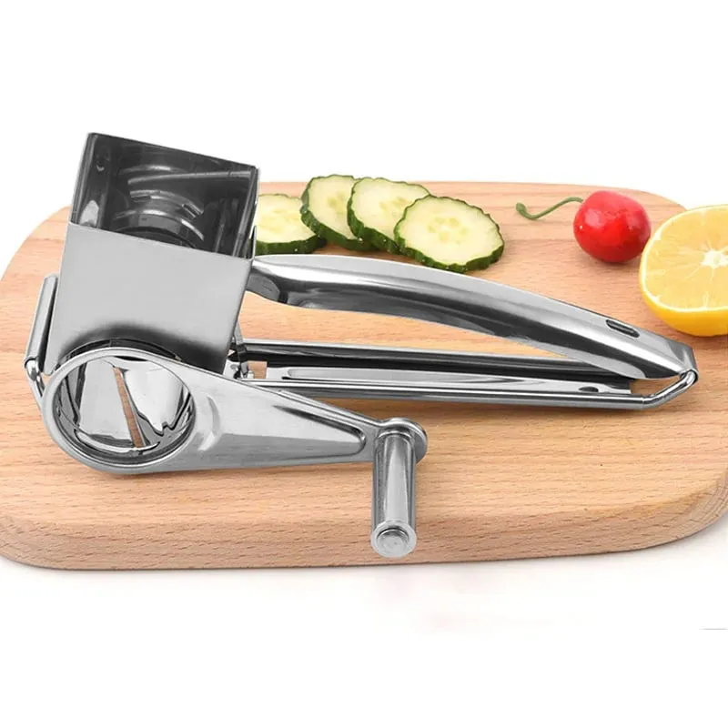 304 Stainless Steel Cheese Grater with 3 cutters Household Kitchen Hand Rotation Creative for cheese nut baking tools — image 6