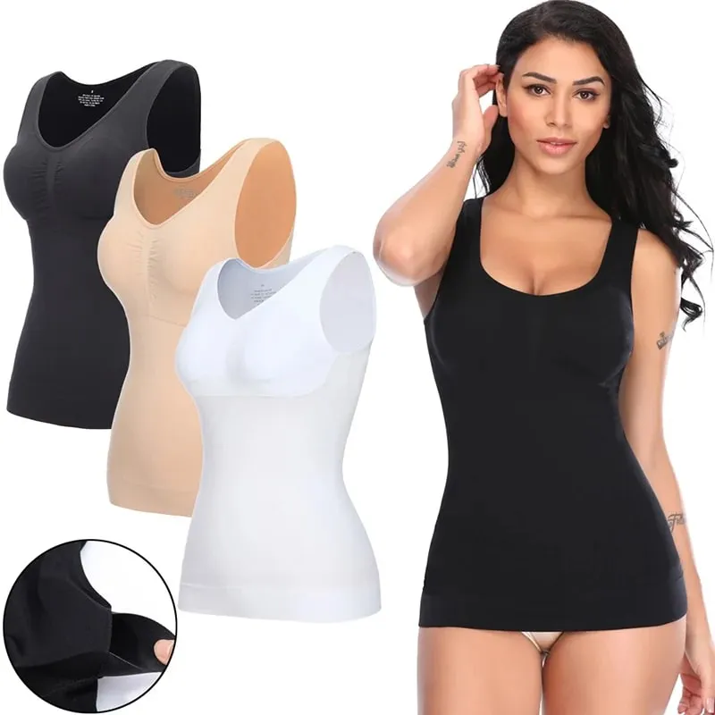 Tanktops für Damen mit integriertem BH, lässiger, breiter Träger, Basic-Camisole, ärmelloses Top, Shaper mit abnehmbarem BH — image 2