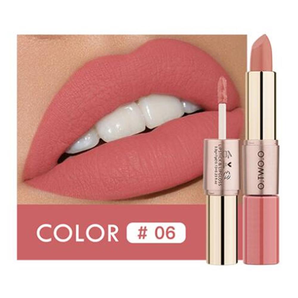 O.TWO.O 2 en 1 Lápiz labial Mate Brillo de labios Cosméticos Pintalabios impermeables Batom Mate Labios Maquillaje Colorete 12 colores Lápiz labial — image 14