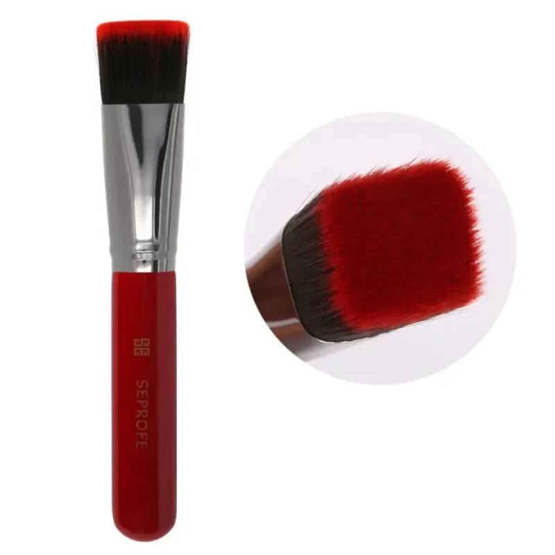 1pc Professional Foundation Makeup Brushes Tilt Flat head metal wood Paint handle Concealer make up tools brochas maquillaje set