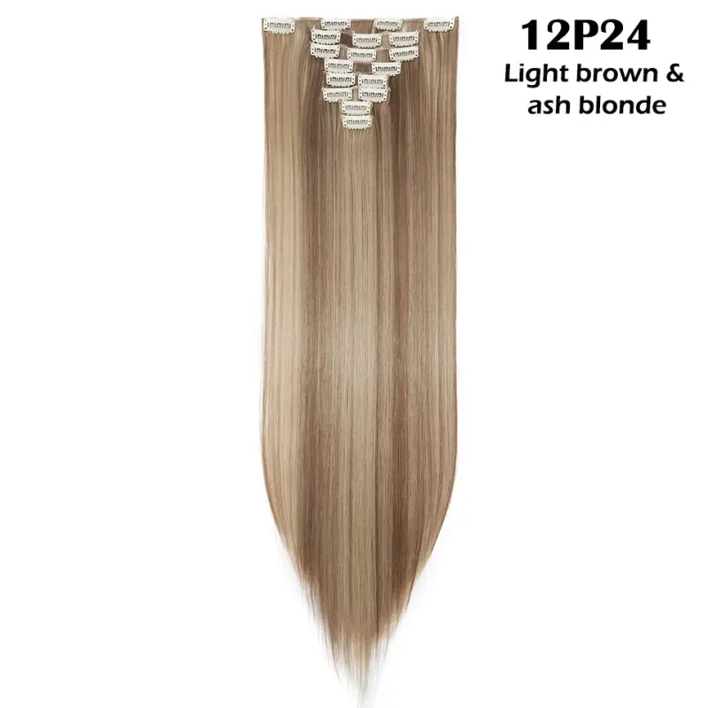 S-noilite Synthetic 8PCS/Set 18Clips Clip in Hair Extensions Long Straight Hair Extension Clip in Hair for Women — image 31