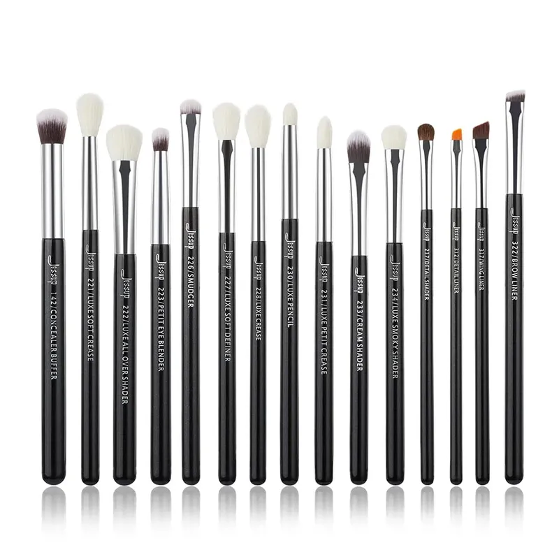 Jessup Makeup Brushes Set 15pcs Make Up Brush Tools Kit Eye Liner Shader Natural-Synthetic Hair Rose Gold/Black T157