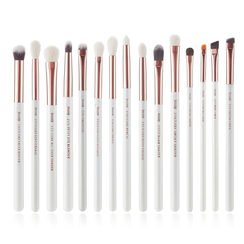 Jessup Makeup Brushes Set 15pcs Make Up Brush Tools Kit Eye Liner Shader Natural-Synthetic Hair Rose Gold/Black T157