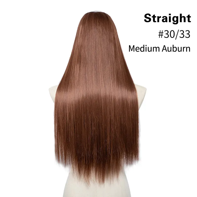 Premium Synthetic Straight U Part Clip in Hair Extension Long Daily Use Clip-on Natural Thick Fake Blonde Hairpieces For Woman — image 25