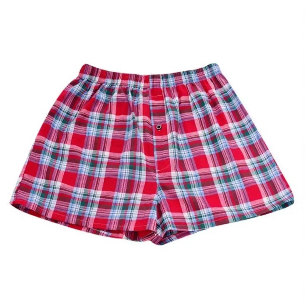 Sous-vêtements en coton pour hommes, short de plage imprimé à carreaux, bouton de ceinture, short de décoloration à séchage rapide, short de natation et de planche de surf