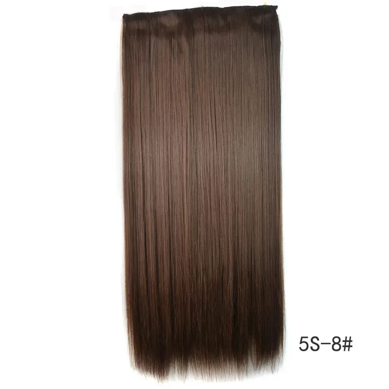 Synthetic Natural Synthetic Hair Extensions 5 Clip In Artificial Fake Ombre Blonde Brown Black Pink Straight False Hair Piece — image 17