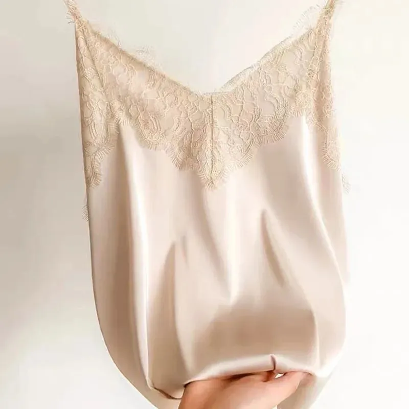 Sexy Lace Camisole Women Silk Spaghetti Strap Top Tank Ladies Summer Tops White Lace Camisole Basic Tank Tops Women Shirt 2021 — image 5