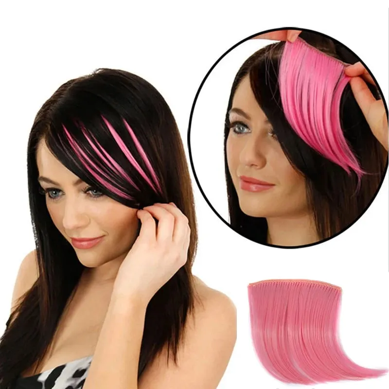 Colorful Synthetic Hair Pieces Clip In on Front High Temperature Fiber Hair Bangs Hair Extensions Hair Accessories for Women