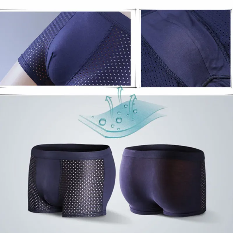 4pcs/Lot Men's Panties Male Underpants Man Pack Shorts Boxers Underwear Slip Homme Calzoncillos Bamboo Hole Large Size 5XL6XL7XL — image 5