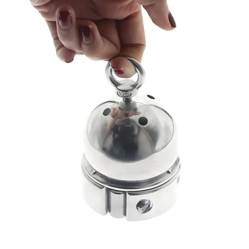 Heavy Stainless Steel Ball Stretcher Gay Scrotum Pendant Metal Lockable CBT Testicle Weight Restraint 18+ Chastity Man Sex Toys