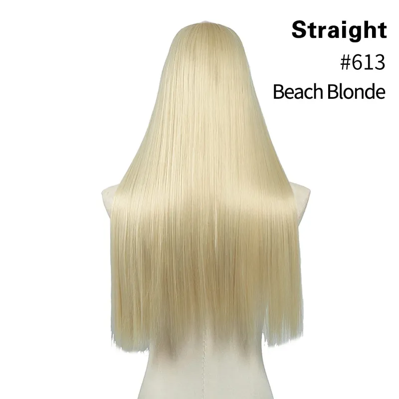 Premium Synthetic Straight U Part Clip in Hair Extension Long Daily Use Clip-on Natural Thick Fake Blonde Hairpieces For Woman — image 14