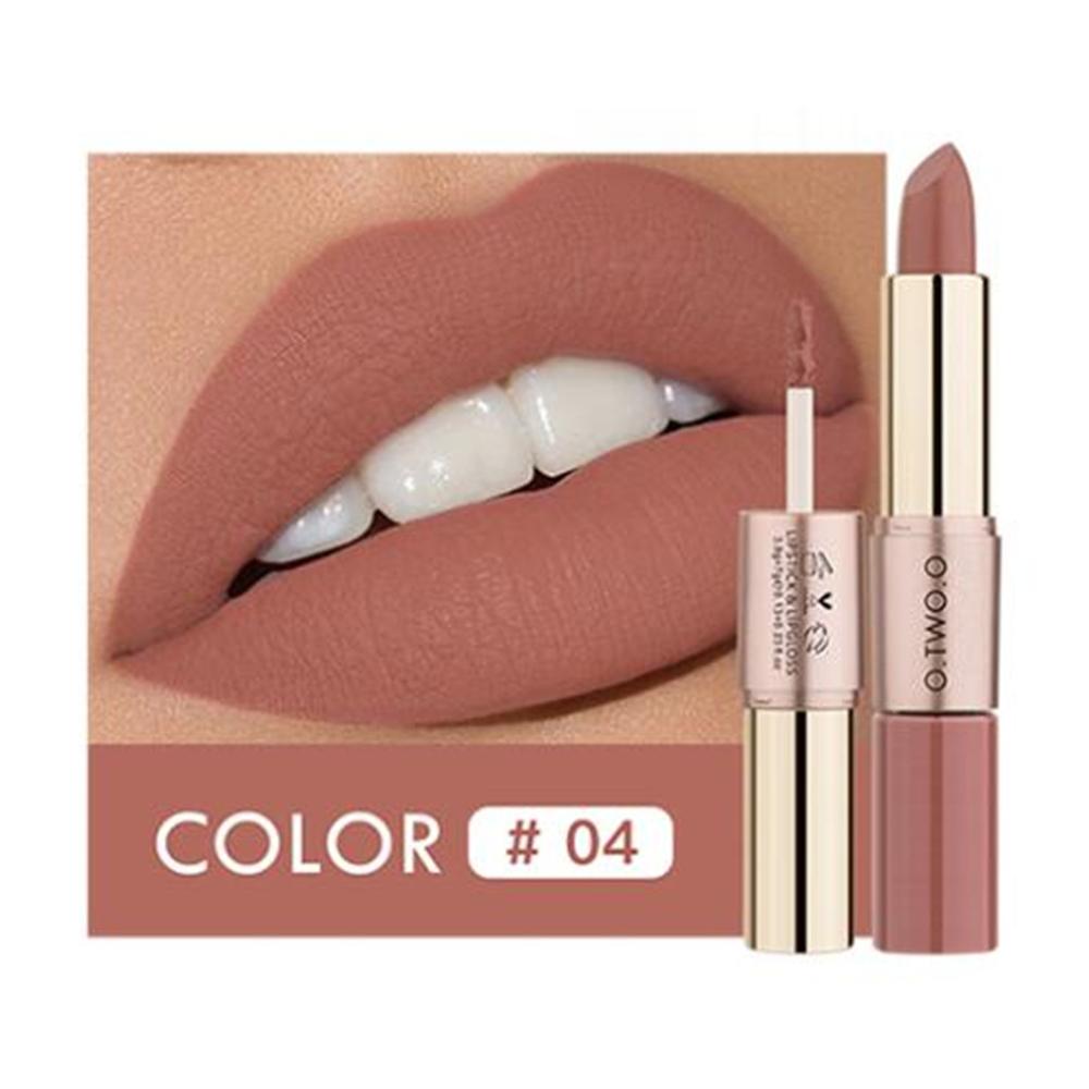 O.TWO.O 2 en 1 Lápiz labial Mate Brillo de labios Cosméticos Pintalabios impermeables Batom Mate Labios Maquillaje Colorete 12 colores Lápiz labial — image 12