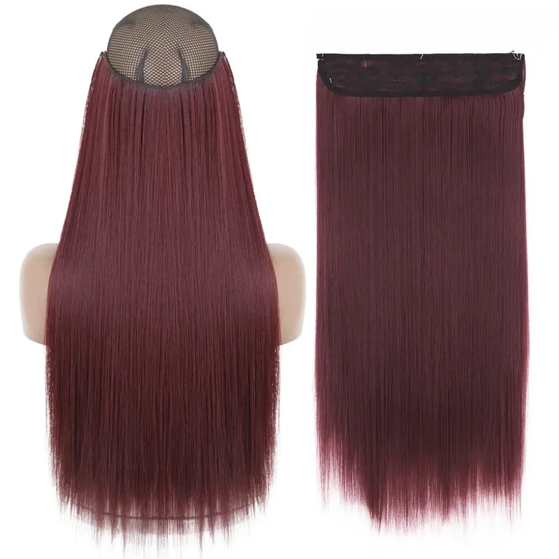 Synthetic No Clip Wave Hair Extensions Hidden Secret False Hairpiece One Piece Fish Line Fake Hair Piece — image 30