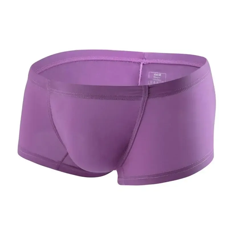 Sexy Men Underwear Boxers Solid Thin Ice Silk Panties Man Breathable Low Waist U Convex Pouch Underpants Male Cueca Calzoncillo — image 33