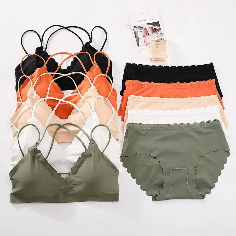Women Seamless Bra And Panties Set Wire Free Bra Top Push Up Bralette Briefs Japanese Underwear Set Female Sexy Lingerie — image 1