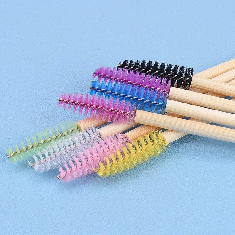 50 Pcs Bamboo Handle Eyelash Brushes Disposable Eyebrow Brush eyelash Extension Mascara Wands Applicator women Makeup Tools