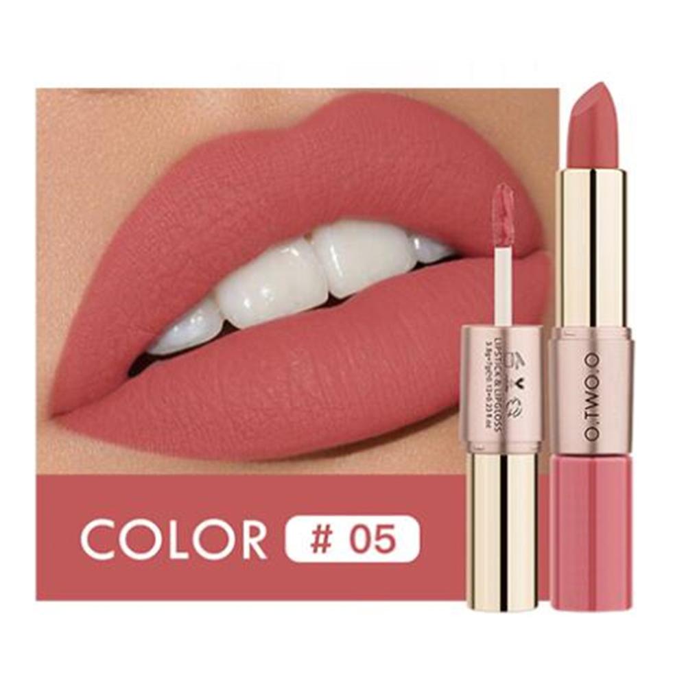 O.TWO.O 2 en 1 Lápiz labial Mate Brillo de labios Cosméticos Pintalabios impermeables Batom Mate Labios Maquillaje Colorete 12 colores Lápiz labial — image 13