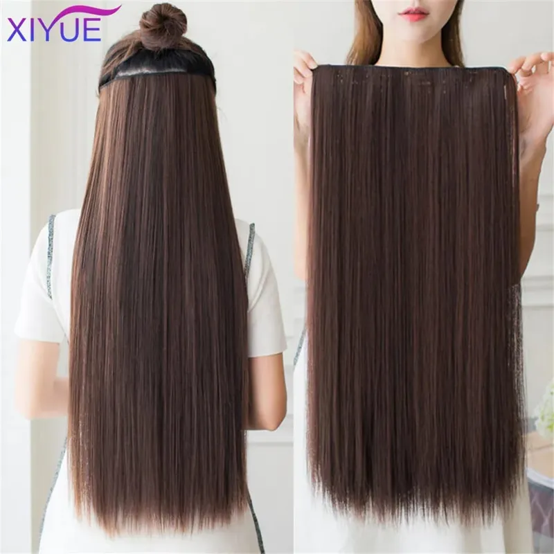 5 Clips Synthetic Hair Long Straight Clip In Hair Extensions False Hair Black Hair Pieces for Women — image 3