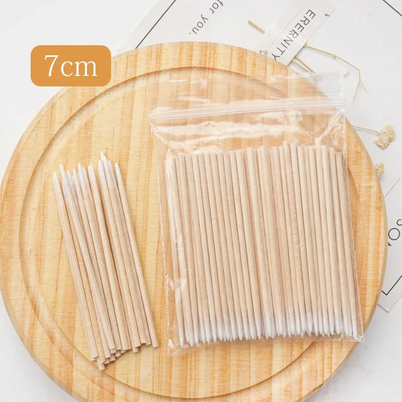 100 pcs Disposable Ultra-small Wood Cotton Swab Lint Free Micro Brushes Make Up Tool Eyelash Extension Glue Removing Tools