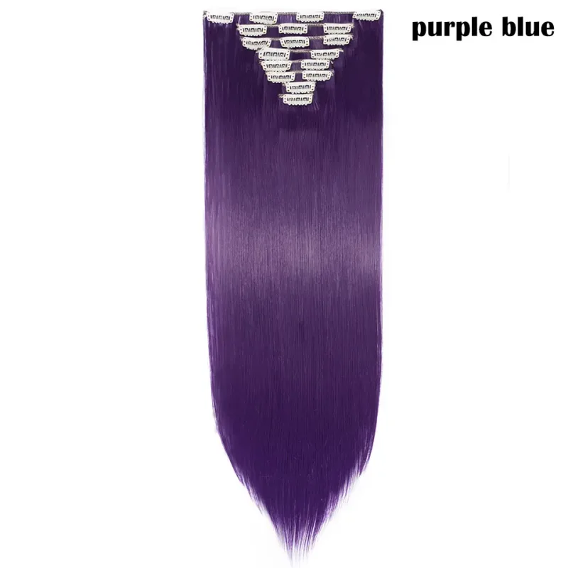 S-noilite Synthetic 8PCS/Set 18Clips Clip in Hair Extensions Long Straight Hair Extension Clip in Hair for Women