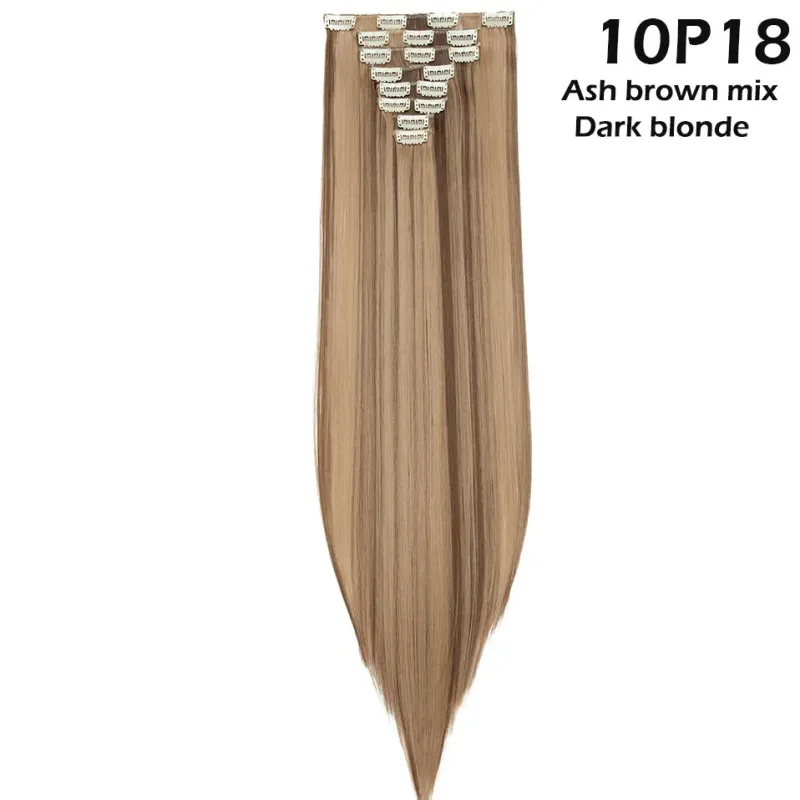 S-noilite Synthetic 8PCS/Set 18Clips Clip in Hair Extensions Long Straight Hair Extension Clip in Hair for Women — image 33
