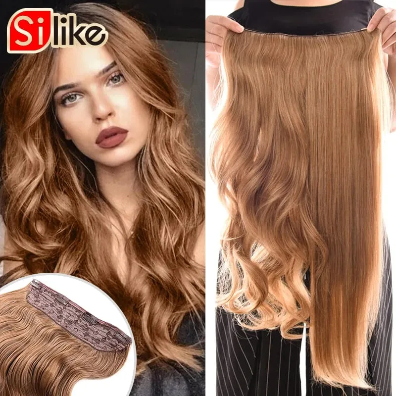 Silike 32inch Synthetic Wavy Clips in One Piece Hair Extensions 17Colors Heat Resistant Fiber Hair Extension for Women — image 1