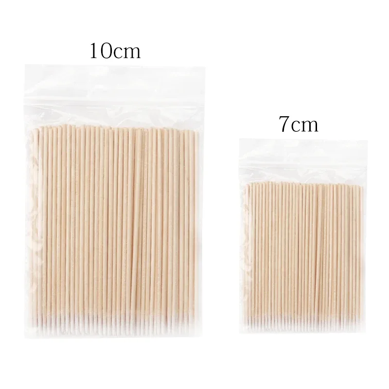 100 pcs Disposable Ultra-small Wood Cotton Swab Lint Free Micro Brushes Make Up Tool Eyelash Extension Glue Removing Tools