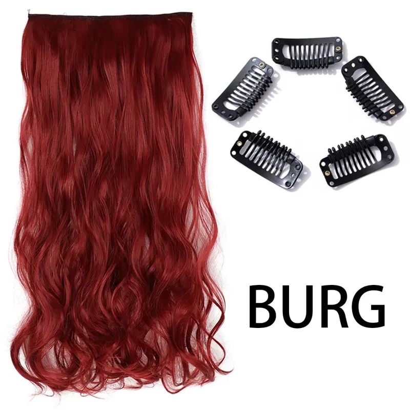 Synthetic Long Straight Clip In One Piece Hair Extension 5 Clips False Blonde Hair Brown Black Heat Resistant Fake Hair — image 37