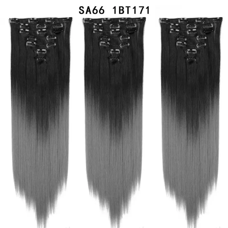 24Inch Synthetic Long Straight Hair Extensions 7pcs/Set 16 Clips in High Tempreture Fiber Synthetic Red Black Brown Hair Piece — image 28