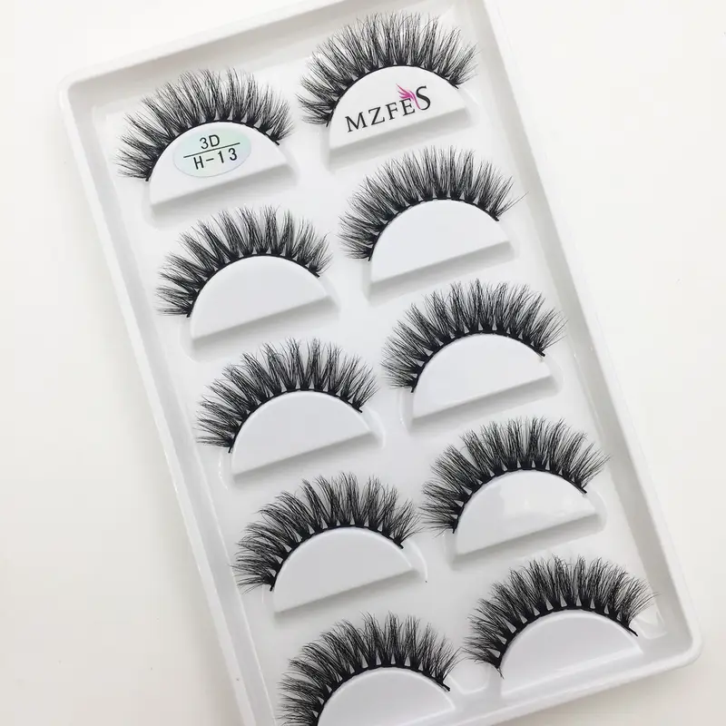 10/50 Boxes 3D Mink Eyelashes Natural Thick False Eye Lashes Mink Lashes Soft Fake Eyelash Wispy Makeup Cilios H13 Cat — image 1