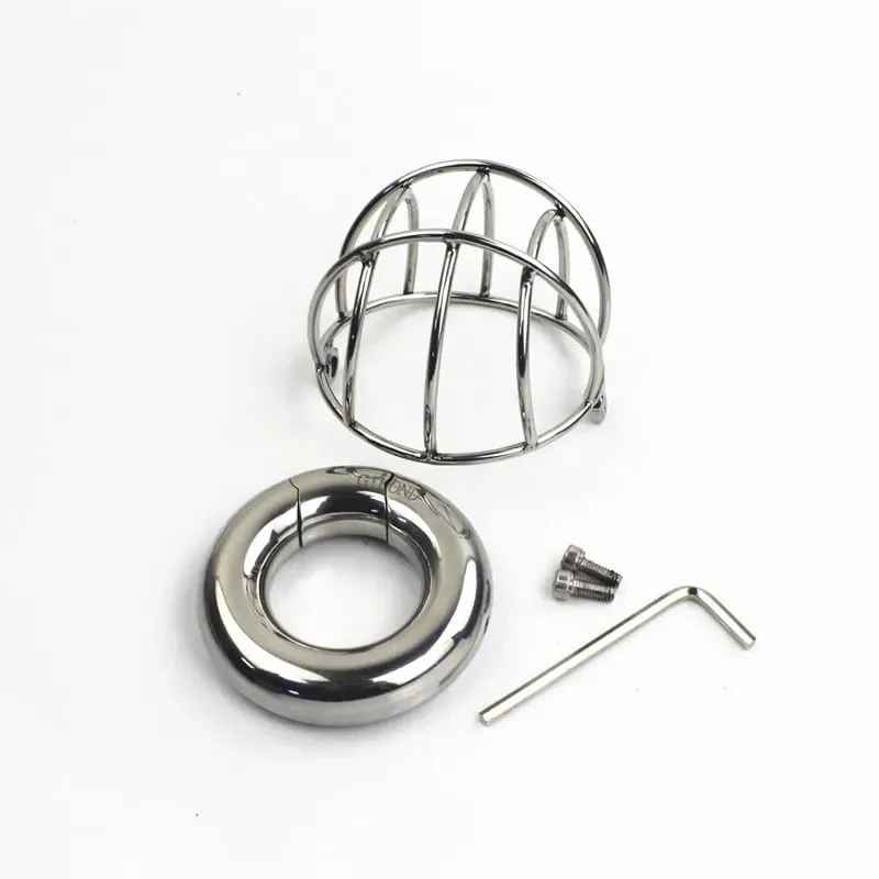 5 Sizes Stainless Steel Nets Cage Scrotum Weight Bearing Pendants Penis Protection Cover Ball Stretcher Sex Toys for Men BB-48 — image 2
