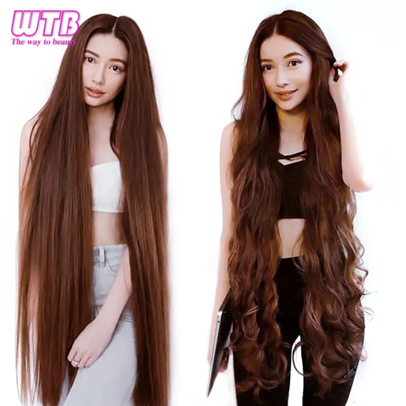 WTB Synthetic 100cm 5 Clip In Hair Extension Heat Resistant Long Straight Black Fake Hairpiece for Women Natural Fake Hair 5 Siz — image 9