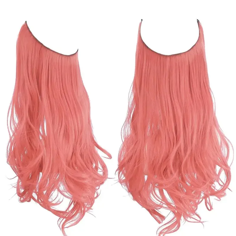 Synthetic Hair Extensions No Clips Fake Ombre Pink Blonde Brown Black Natural Wavy False Hair Piece For Woman — image 29