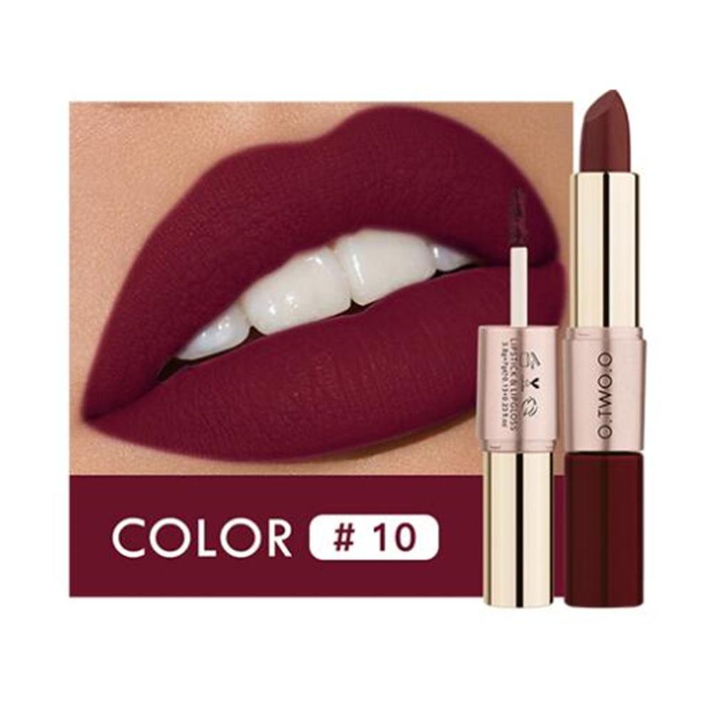 O.TWO.O 2 en 1 Lápiz labial Mate Brillo de labios Cosméticos Pintalabios impermeables Batom Mate Labios Maquillaje Colorete 12 colores Lápiz labial — image 10