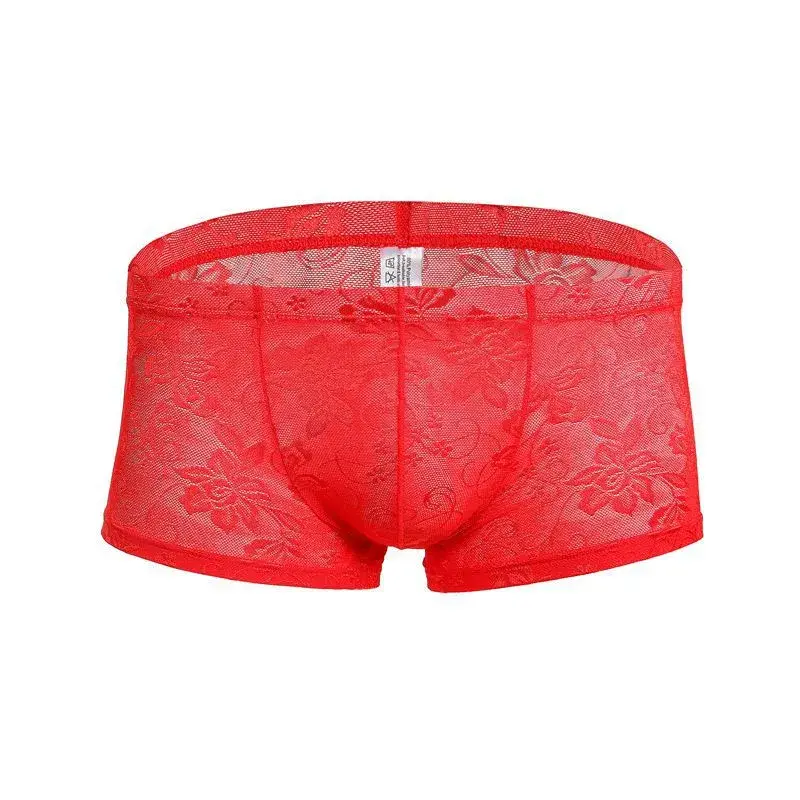 Sexy Mens Boxers Shorts Mesh Man Underwear Lingerie Trunk Transparent Mesh See Through Lace Underpants