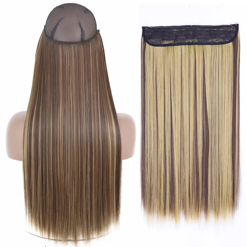 Synthetic No Clip Wave Hair Extensions Hidden Secret False Hairpiece One Piece Fish Line Fake Hair Piece — image 14