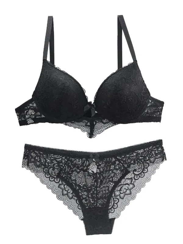 2022 New Lace Drill Bras Set Women Plus Size Push Up Underwear 34/75 36/80 38/85 40/90 42/95 ABCD Cup For Female Lingerie