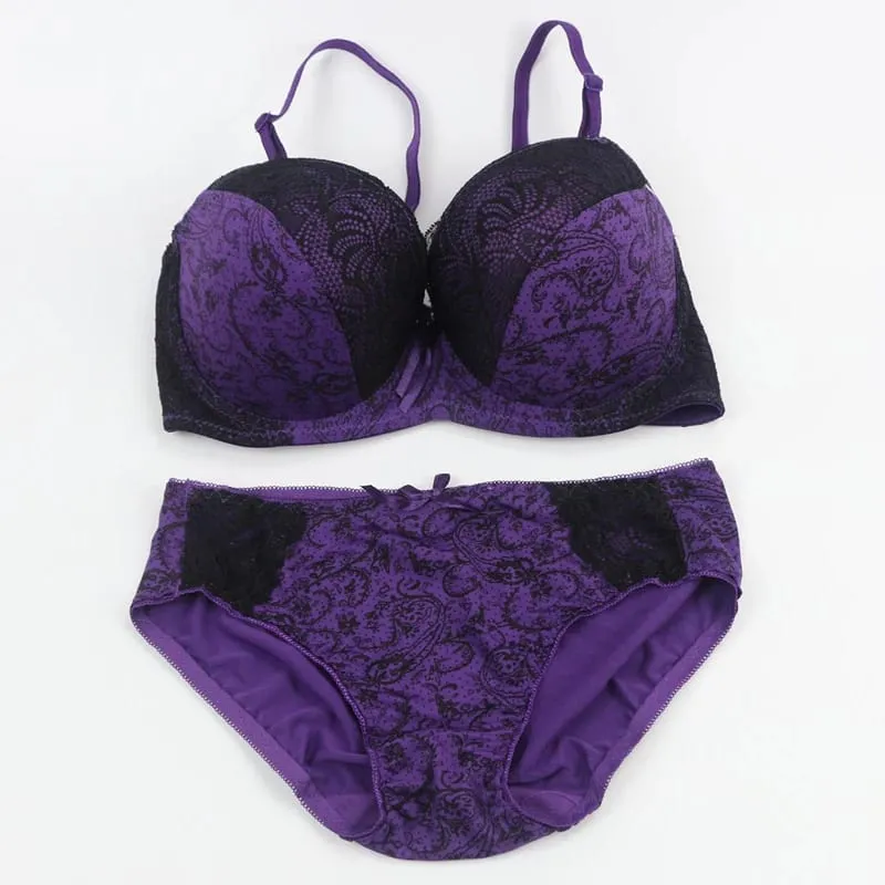 2025 New Brand Sexy High-Quality Push Up Padded Underwire Bow Bras Set Lace Flower Underwear For Womes Large Size Lingerie — image 4