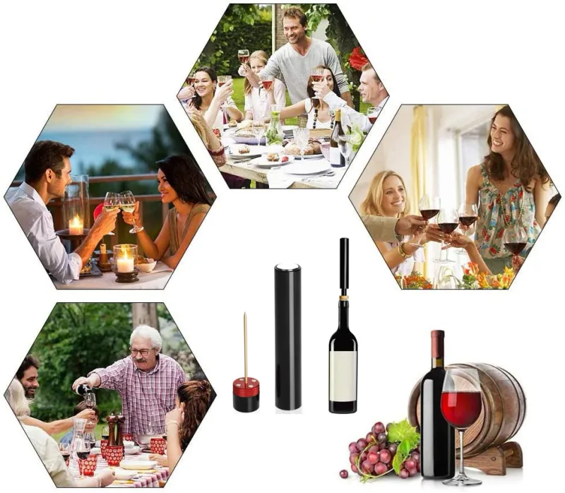 3 Pieces Air Pump Wine Corkscrew Kitchen Accessories Portable Stainless Steel Pin Air Pressure Wine Bottle Opener Home Bar Tools