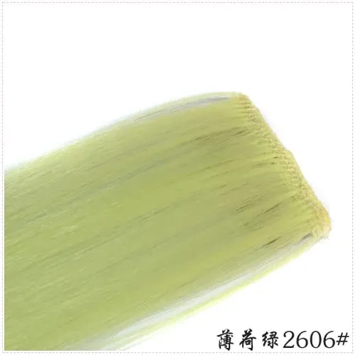 Long Straight Color Hair Piece Hair Extensions Clip In Highlight Rainbow Hair Streak Pink Synthetic Hair Strands on Clips