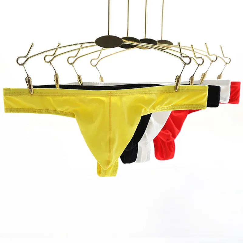 Men Sexy Underwear Cotton Thong Underpants Male Intimates Clothes Low Rise Stretch G-String T-Back Briefs Solid Color Breathable