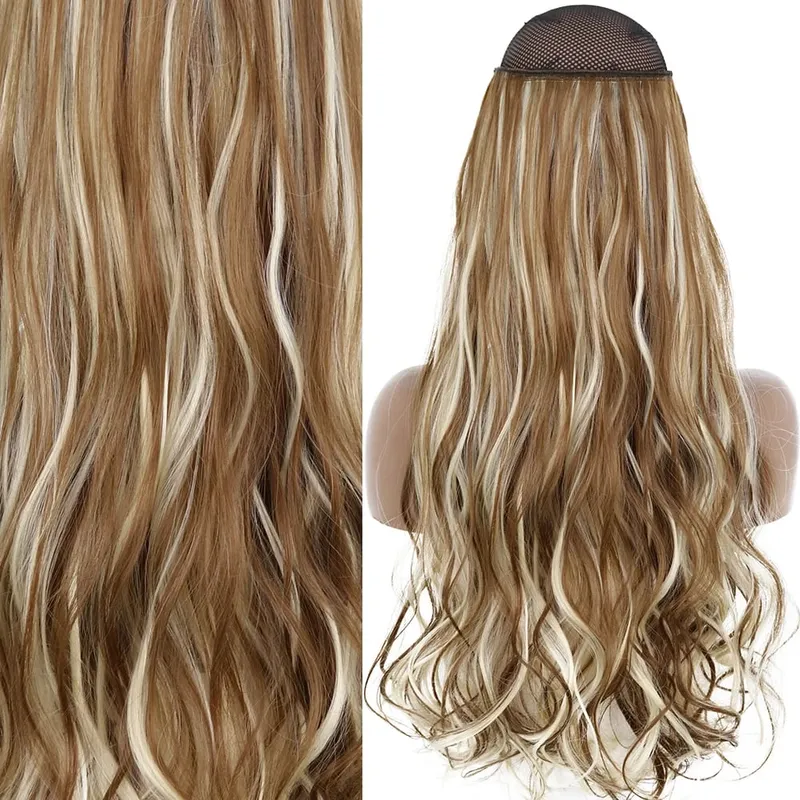 Synthetic No Clip Invisible Wire Hair Extensions Straight Black Blonde One Piece False Hairpiece Hair Extension — image 39