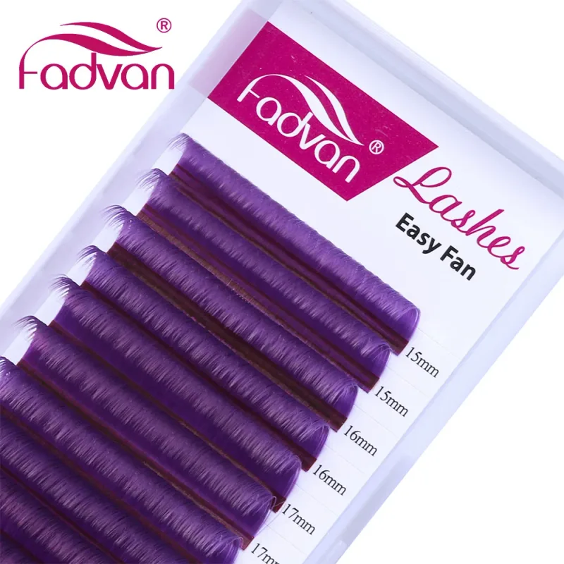 Fadvan ロング 15-20 ミリメートル簡単ファニングメイクまつげ混合 8-14 ミリメートル色つけまつげエクステンション緑/紫/赤/青カラーラッシュ — image 7