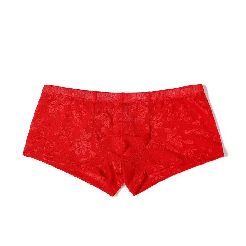 Sexy Mens Boxers Shorts Mesh Man Underwear Lingerie Trunk Transparent Mesh See Through Lace Underpants