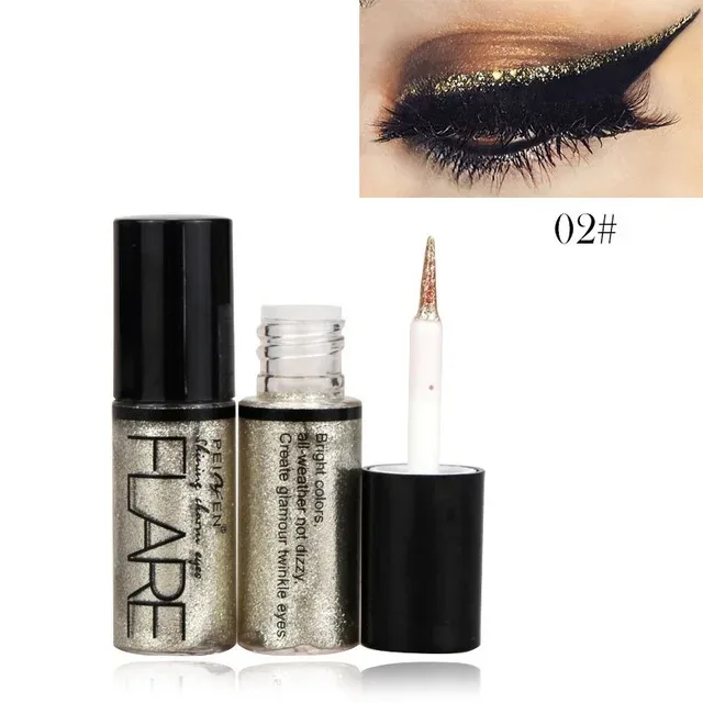 Professional New Shiny Eye Liners Cosmetics for Women Pigment Silver Rose Gold Color Liquid Glitter Eyeliner Cheap Makeup Beauty — image 2